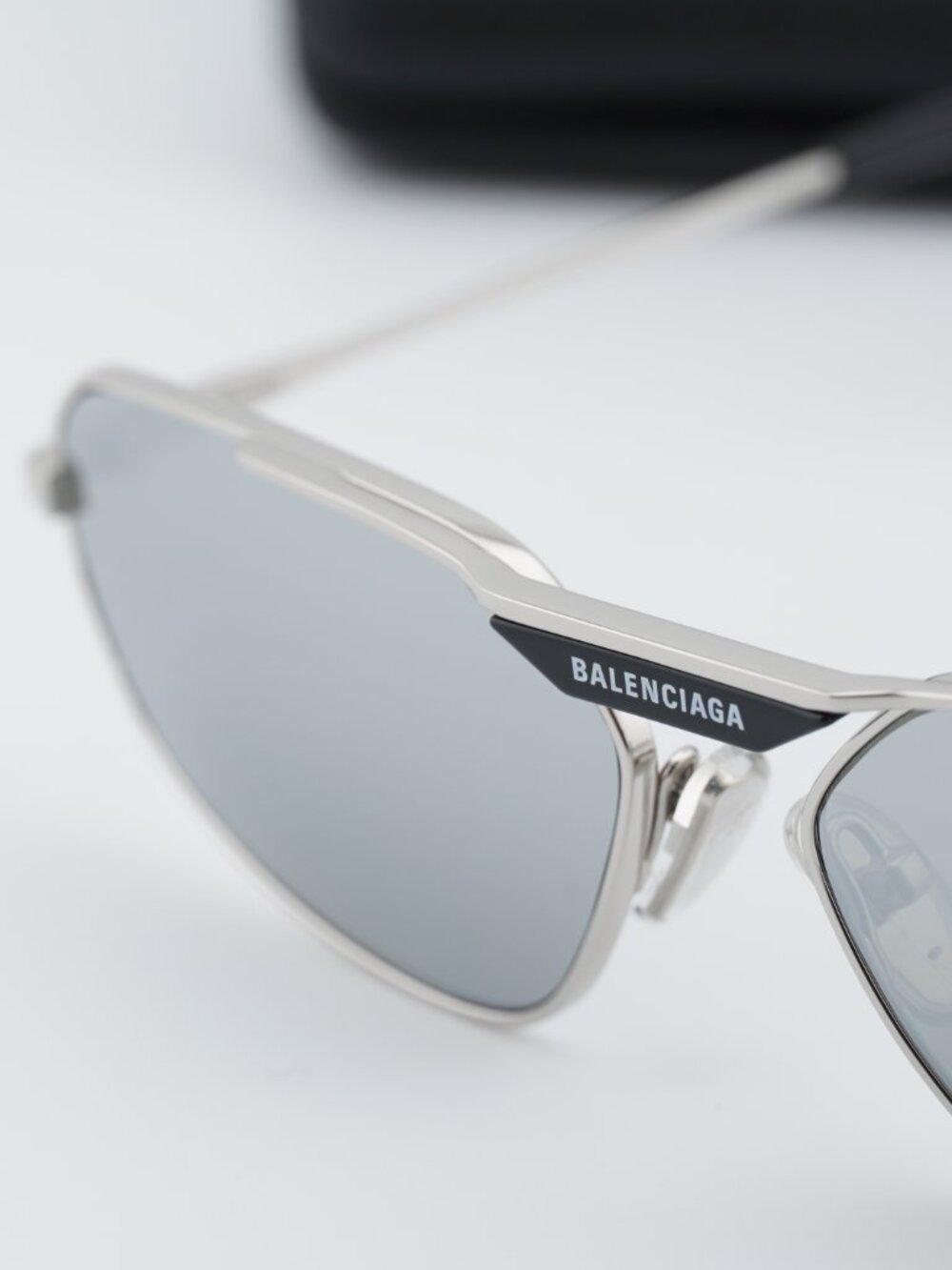 Balenciaga BB0245S 002 Unisex Geometric Sunglasses - Silver / Silver Mirror - Picture 3 of 12